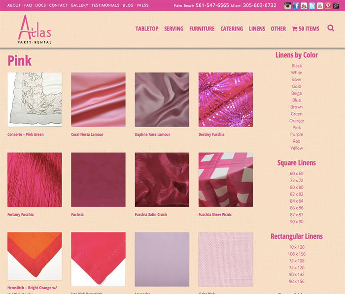 Linen sorting by color and size on AtlasPartyRental.com